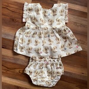 Pink Chicken Adorable Chick Print Baby Dress Set